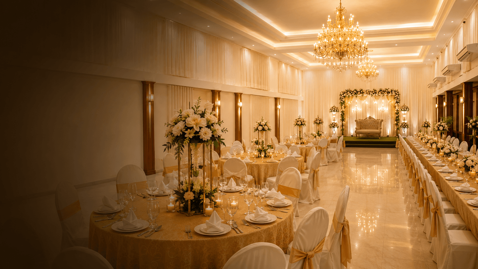 Candlelit garden wedding celebration at Wanaguru Hotel